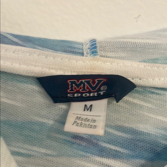 MV Sport Maui Blue and White Maui Watercolor Tie-Dye Striped Hoodie Size: M - Picture 2 of 4